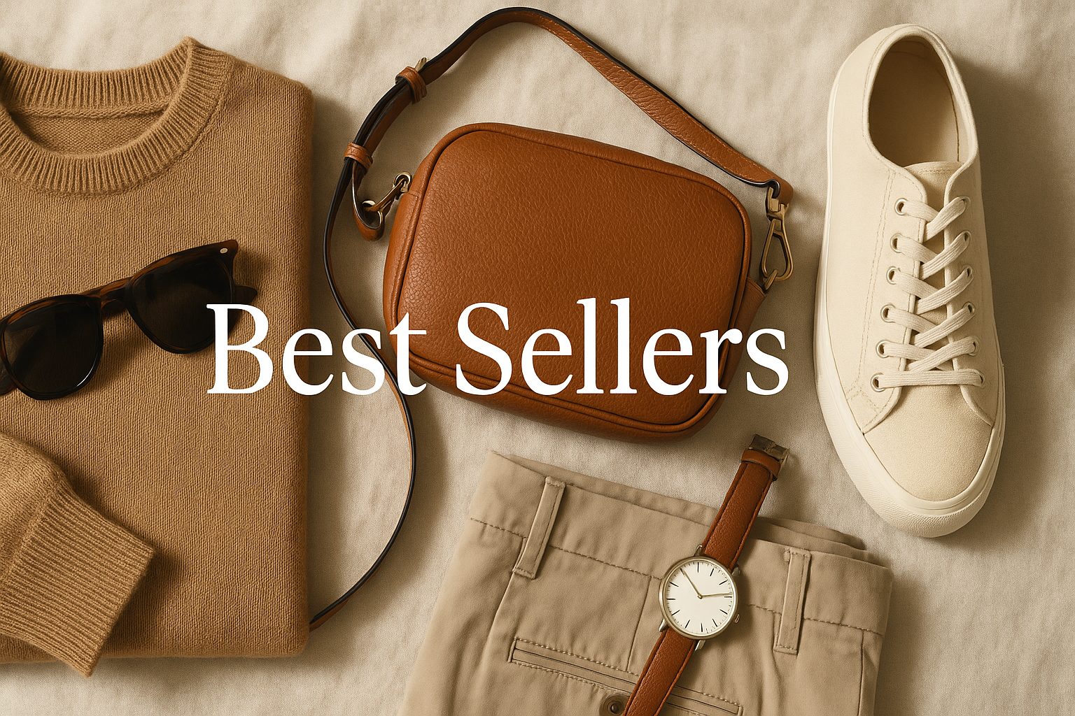 Realistic Best Sellers Banner with Photography